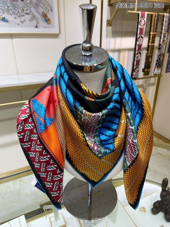 New   Buy all say good-looking   Recommended   [dressage one-sided 90] silk square scarf, top craftsmanship value   Hermes counter models     three-dimensional presentation of the pattern pattern in kind grade is extreme