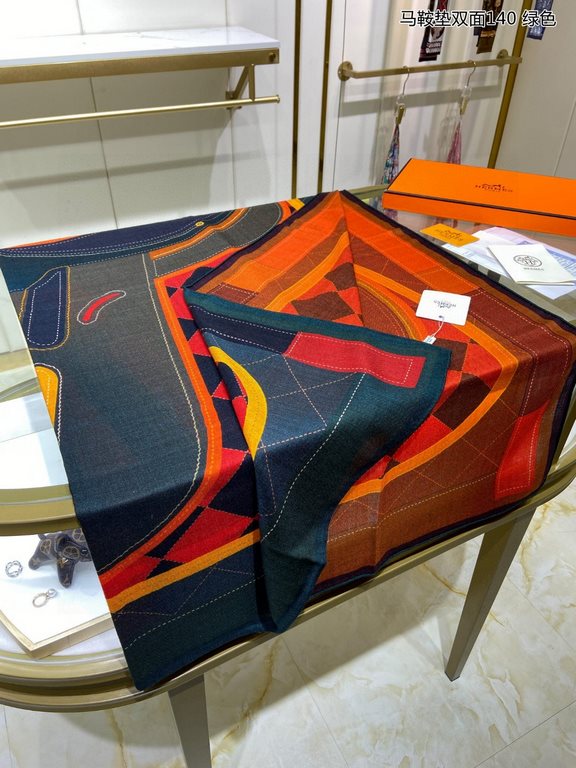 priceBought all say good-looking   recommended   [saddle pad double-sided 140] cashmere square scarf, double-sided dual-color dual-use, top craftsmanship value   Hermes counter models     three-dimensional presentation o