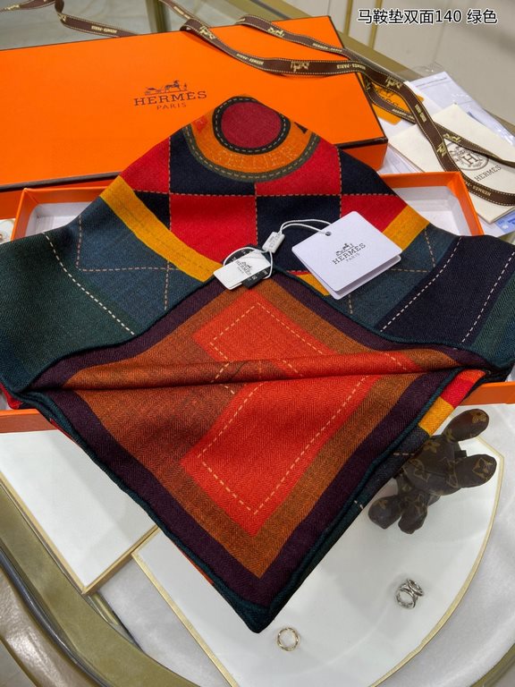 priceBought all say good-looking   recommended   [saddle pad double-sided 140] cashmere square scarf, double-sided dual-color dual-use, top craftsmanship value   Hermes counter models     three-dimensional presentation o