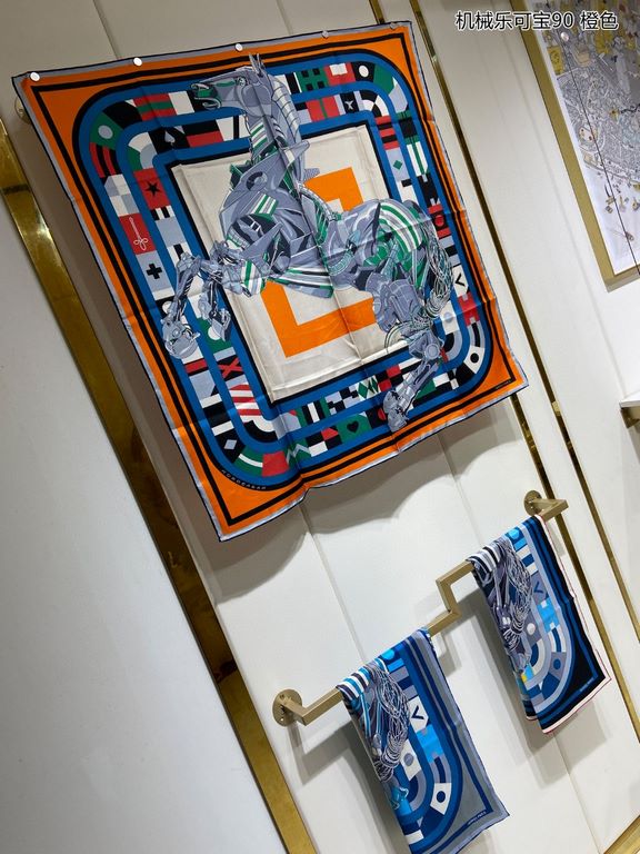 Silk new   bought said good-looking   recommended   [mechanical Lekopo 90] silk square scarf, top craftsmanship value   Hermes counter models     three-dimensional presentation of the pattern pattern in kind grade is ext