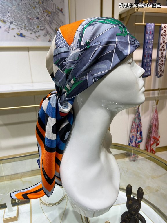 Silk new   bought said good-looking   recommended   [mechanical Lekopo 90] silk square scarf, top craftsmanship value   Hermes counter models     three-dimensional presentation of the pattern pattern in kind grade is ext