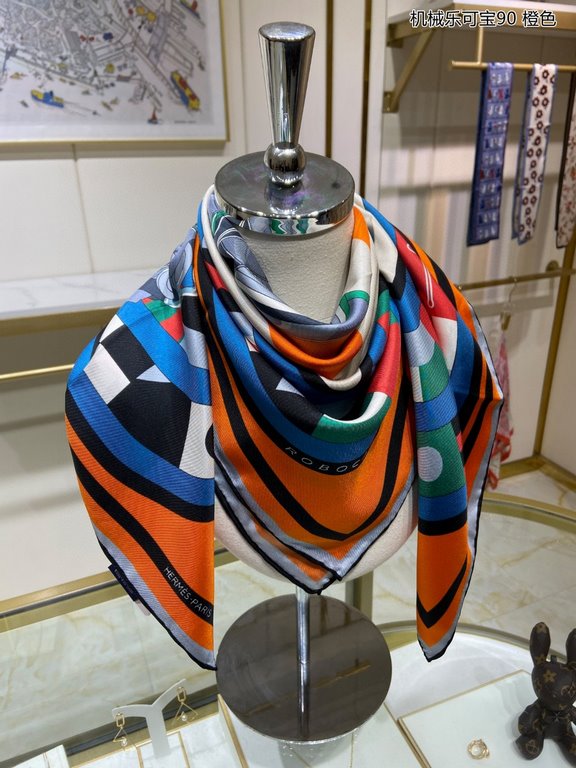 Silk new   bought said good-looking   recommended   [mechanical Lekopo 90] silk square scarf, top craftsmanship value   Hermes counter models     three-dimensional presentation of the pattern pattern in kind grade is ext