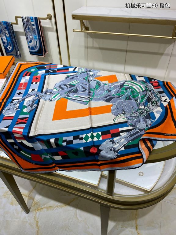 Silk new   bought said good-looking   recommended   [mechanical Lekopo 90] silk square scarf, top craftsmanship value   Hermes counter models     three-dimensional presentation of the pattern pattern in kind grade is ext