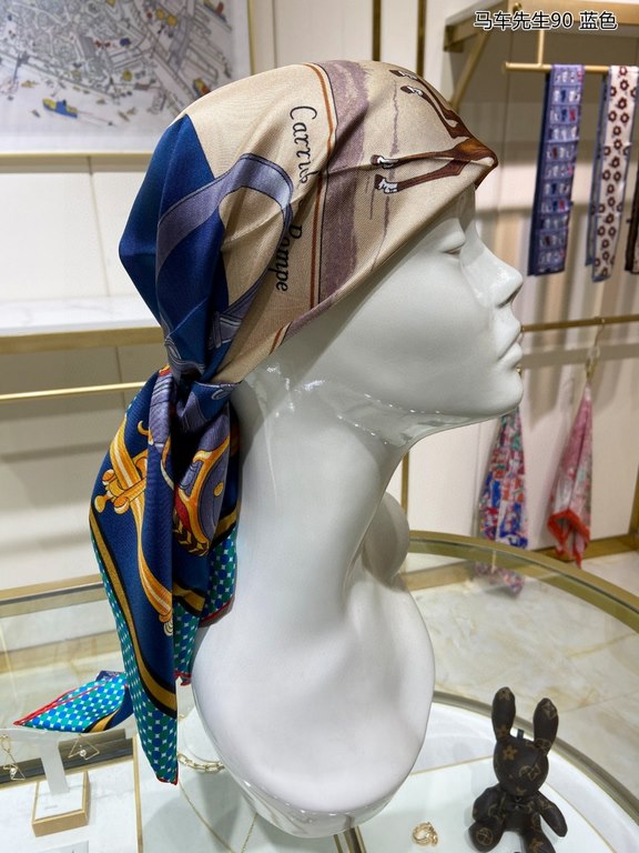 Silk new   bought said good-looking   recommended   [Mr. Carriage 90] silk square scarf, the top process value   Hermes counter models     three-dimensional rendering of the pattern pattern texture in kind of high grade 