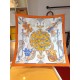 SHMS2272  Hermès [Stallions in Parade] 90cm silk square scarf draws its inspiration from catalog albums of equestrian paraphernalia published in the 19th century to create this image. The colorful objects hover around th