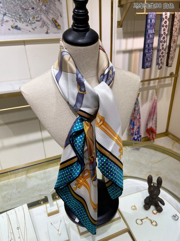 Silk new   bought said good-looking   recommended   [Mr. Carriage 90] silk square scarf, the top process value   Hermes counter models     three-dimensional rendering of the pattern pattern texture in kind of high grade 