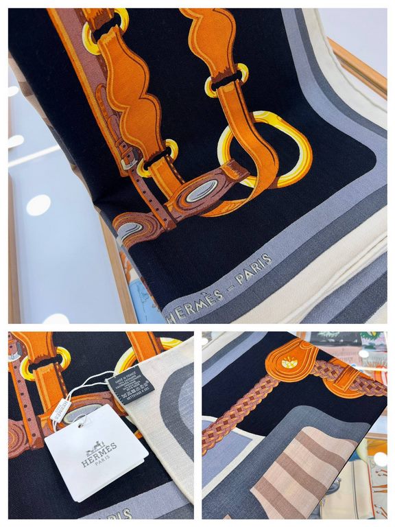 [Both sides of the same color] Extreme Hermes Hall of Fame Royal Recommended   best quality, beautiful fried Oh ~ [training collection square scarf] a total of three colors. High-end velvet square scarf   simple and fait