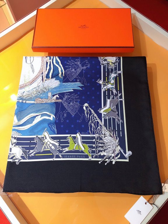 SHMS20109 Hermes 90cm [Pani la Shar Pawnee] new square scarf counter on sale    order fire offer  SVIP recommended 18mm double-sided color printing     stunning prints of the best silk      by no means ordinary printing 