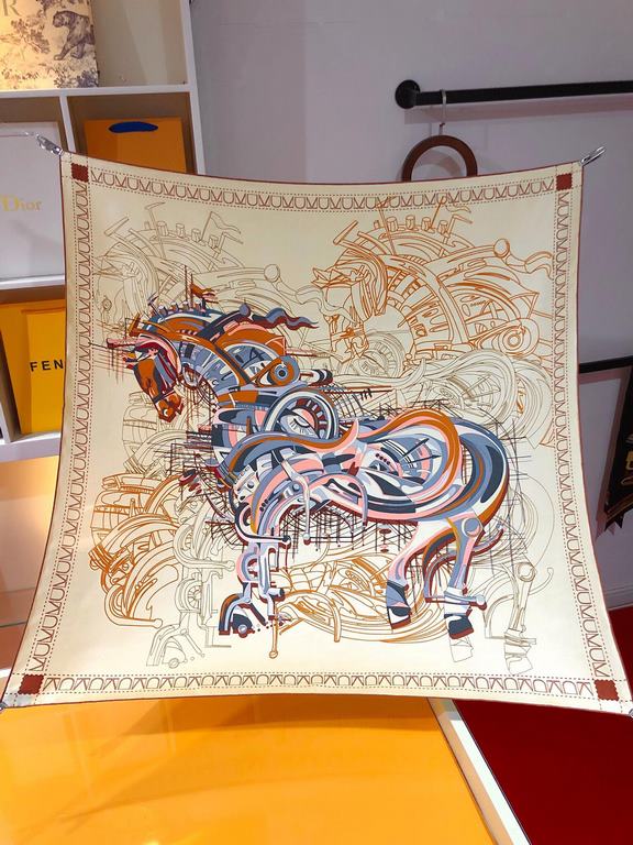 SHMS2313  Hermes [Mechanical Stallion] 90cm Silk Square Scarf, Hermes' must-have accessory can be worn in a variety of ways and goes well with any outfit. It can be worn around the neck or as a belt, hair tie or headscar