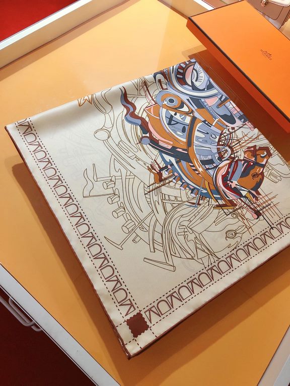 SHMS2313  Hermes [Mechanical Stallion] 90cm Silk Square Scarf, Hermes' must-have accessory can be worn in a variety of ways and goes well with any outfit. It can be worn around the neck or as a belt, hair tie or headscar