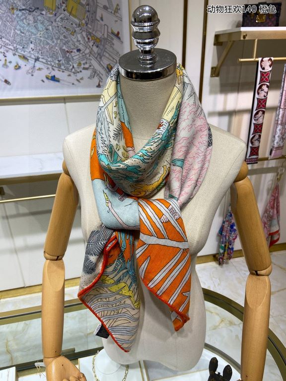 priceBought are said to look good   recommended   [Animal Mania 140] cashmere square scarf, top craftsmanship value   Hermes counter burst models     three-dimensional presentation pattern grain physical grade is extreme