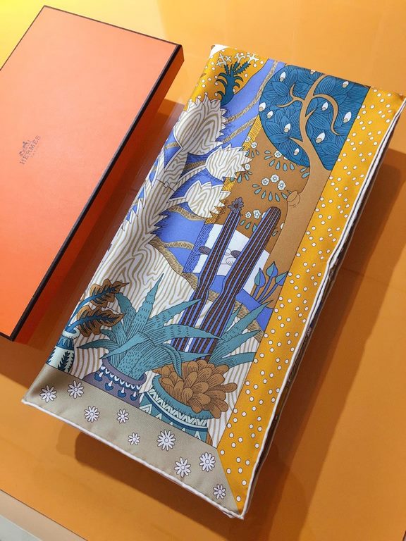 SHMS2240   Hermes [New Voices of the Times] 90cm Silk Square Scarf   Perfectly saturated colors, the industry's top prints are fine and unparalleled   Made of twill silk   hand-rolled edges cutting-edge craftsmanship, it