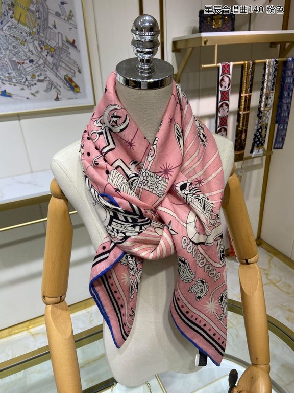 priceCashmere new    Buy all say good-looking   Recommended  [Star Chorus 140] cashmere square scarf, top craftsmanship value   Hermes counter models    three-dimensional presentation of the pattern pattern in kind grade