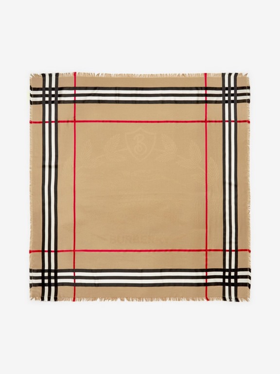 2023 brand new Burberry original single beauty very show temperament paragraph  New ~ 200 high-end square scarf! Synchronized counter, truly beautiful design Super classic camel color scheme with jacquard process, to ach