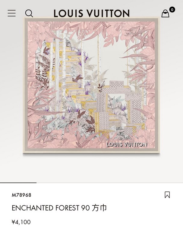 SLV2333   original single Lv counter on sale [Enchanted Forest box making history] 90cm silk square scarf, the square scarf back to Louis Vuitton's box making history, to tell a fascinating story of the brand lush foliag