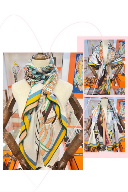 Price Hermes ~ autumn and winter with a good tool   top double color matching double-sided version of the silk cashmere shawl! 1条等于2条】One point of view is wonderful, the pattern and color matching are super like, another