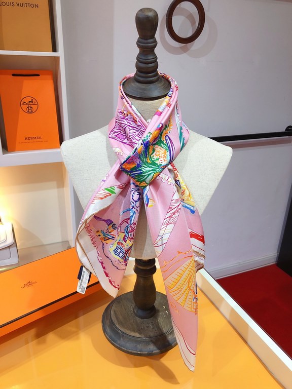 SHMS2316 Original HERMES [Stallion Prism] 90cm Silk Square Scarf  The designer depicted sixteen stallions on the square scarf, combining Hermès' cherished animals with a wide range of leisure activities, meticulously ren