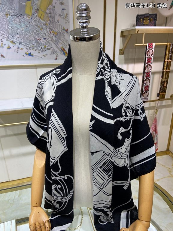 priceCashmere new    said good-looking   Recommended   [Luxury Carriage 140] cashmere square scarf, the top craftsmanship value   Hermes counter models    three-dimensional presentation of the pattern pattern in kind gra