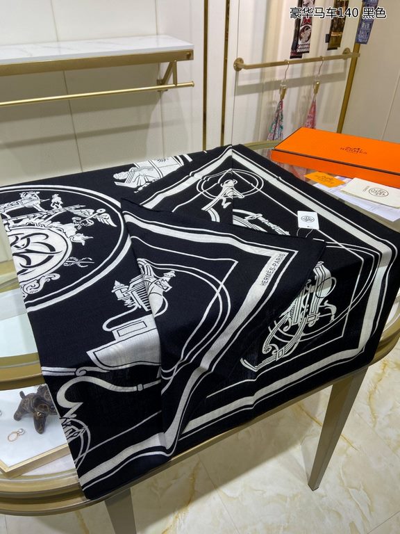 priceCashmere new    said good-looking   Recommended   [Luxury Carriage 140] cashmere square scarf, the top craftsmanship value   Hermes counter models    three-dimensional presentation of the pattern pattern in kind gra