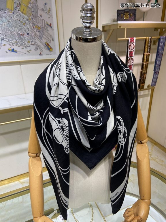 priceCashmere new    said good-looking   Recommended   [Luxury Carriage 140] cashmere square scarf, the top craftsmanship value   Hermes counter models    three-dimensional presentation of the pattern pattern in kind gra