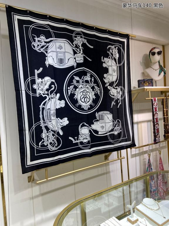 priceCashmere new    said good-looking   Recommended   [Luxury Carriage 140] cashmere square scarf, the top craftsmanship value   Hermes counter models    three-dimensional presentation of the pattern pattern in kind gra