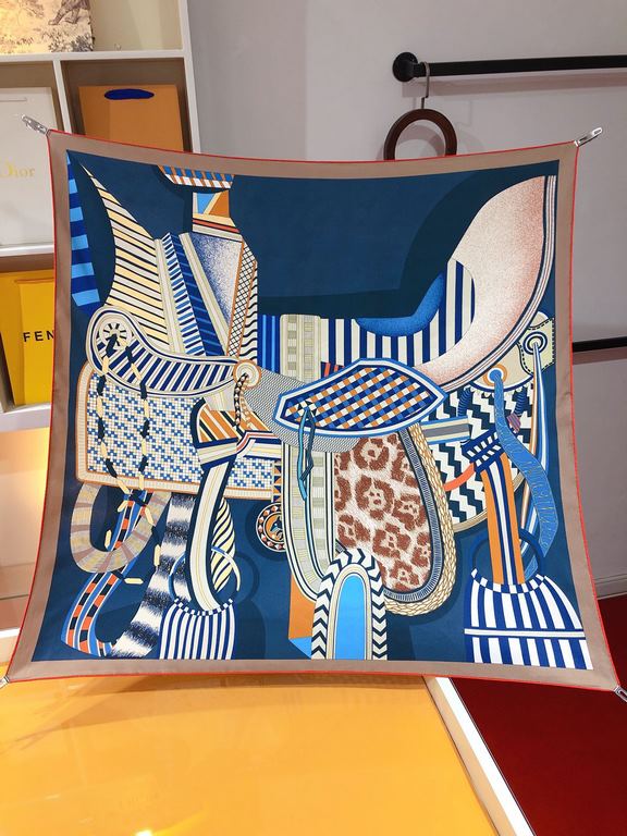 Price  SHMS2345   Hermes [Fantasy Saddle] 90cm Silk Square Scarf   This super beautiful saddle print silk scarf   is made of twill silk   hand rolled edges cutting-edge craftsmanship, it's soft and lightweight, easy to w