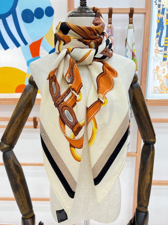 [Both sides of the same color] Extreme Hermes Hall of Fame Royal Recommended   best quality, beautiful fried Oh ~ [training collection square scarf] a total of three colors. High-end velvet square scarf   simple and fait