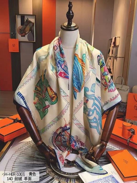 price[H-HER-1007] cashmere new buy said good-looking  recommended  140 velvet square scarf, top craftsmanship value  Hermès counter explosion three-dimensional rendering pattern pattern texture in kind grade is extremely