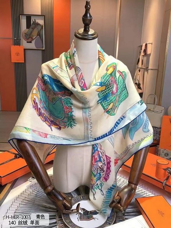 price[H-HER-1007] cashmere new buy said good-looking  recommended  140 velvet square scarf, top craftsmanship value  Hermès counter explosion three-dimensional rendering pattern pattern texture in kind grade is extremely