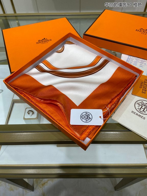 Silk new   bought said good-looking   recommended   [gorgeous bridle 90] silk square scarf, top craft super value   Hermes counter pop     three-dimensional presentation of the pattern pattern in kind grade is extremely 