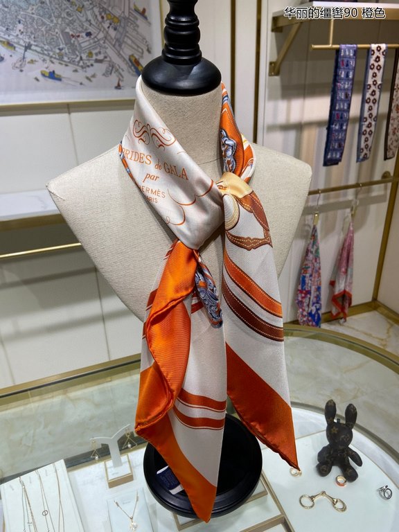 Silk new   bought said good-looking   recommended   [gorgeous bridle 90] silk square scarf, top craft super value   Hermes counter pop     three-dimensional presentation of the pattern pattern in kind grade is extremely 