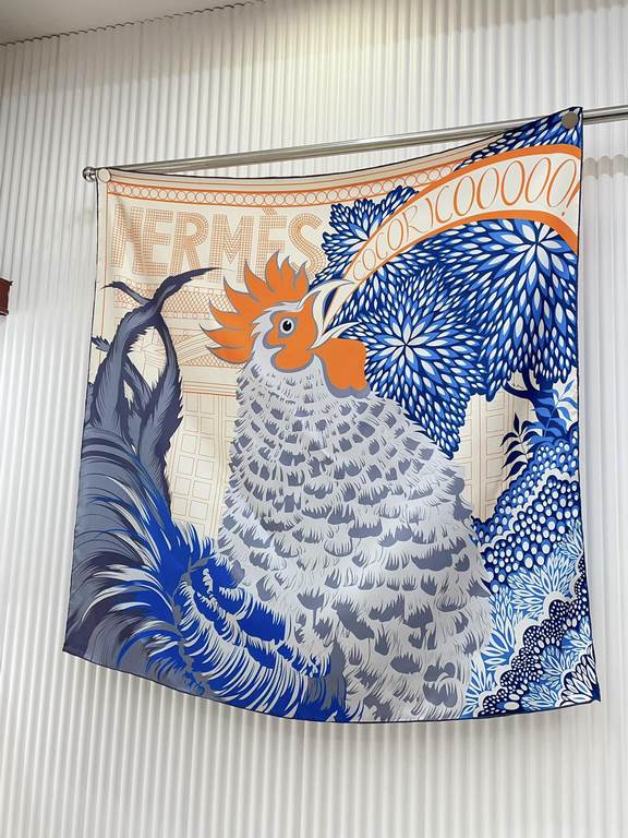 HERMES silk new     bought all say good-looking   Recommended  [Gallic Rooster 90] silk small square scarf, the top craft super value   Hermes counter pop    three-dimensional rendering of the pattern pattern in kind of 