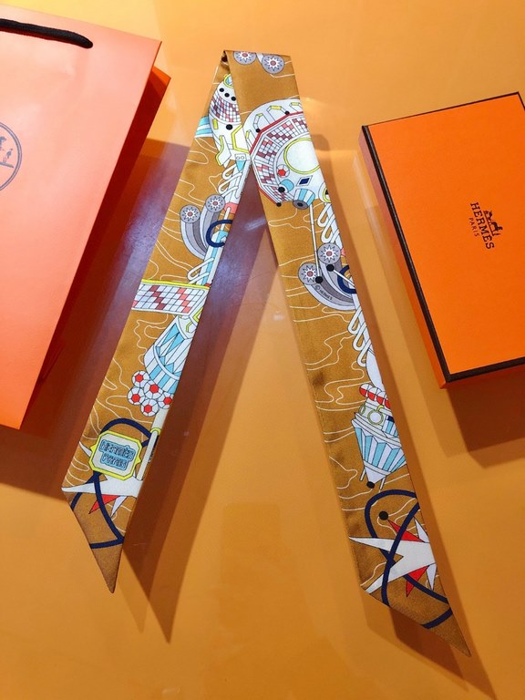 Price. PHMS2283   Hermes new Twilly [Scarf Odyssey]  top twill silk to create ultra-fine prints The handwriting is very clear Absolutely is the first choice for gift-giving for self-use   Ribbons can be wrapped around th