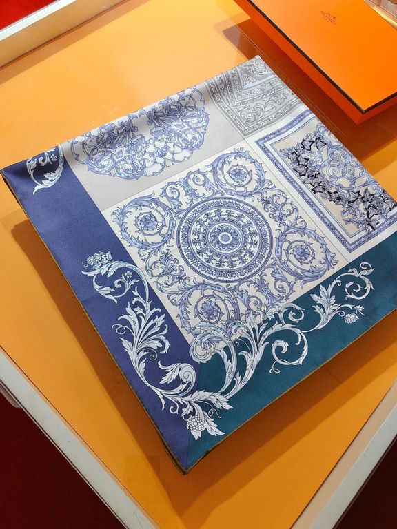 SHMS2341   Hermes 90cm Silk Square Scarf   Perfectly saturated with color, the industry's top prints are fine and unparalleled   Made of twill silk   hand-rolled edges cutting-edge craftsmanship, it's soft, lightweight a