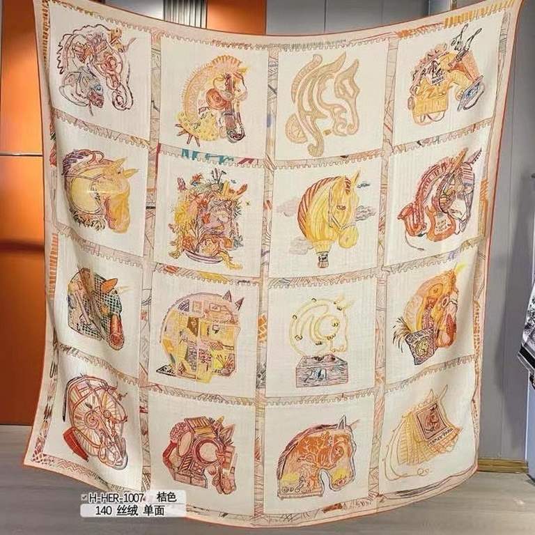 price[H-HER-1007] cashmere new buy said good-looking  recommended  140 velvet square scarf, top craftsmanship value  Hermès counter explosion three-dimensional rendering pattern pattern texture in kind grade is extremely