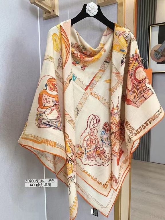 price[H-HER-1007] cashmere new buy said good-looking  recommended  140 velvet square scarf, top craftsmanship value  Hermès counter explosion three-dimensional rendering pattern pattern texture in kind grade is extremely