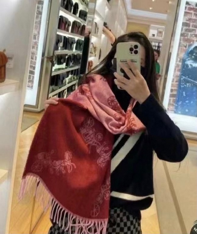 Price       Coach 2023 New Arrivals! The tri-color shawl is so nice too! Not only the value and quality, 97% wool   3% cashmere, feel super soft and comfortable, size 195 x 53cm, the overall width is okay, is a small sha