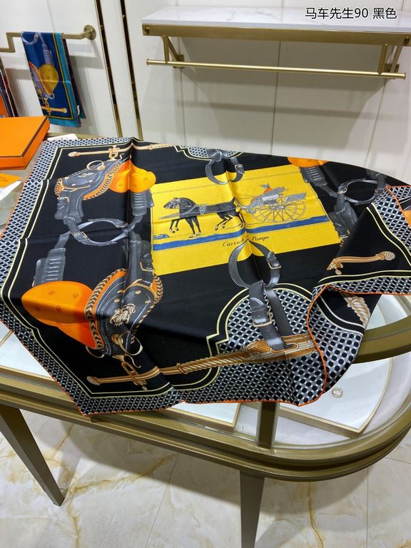 Silk new   bought said good-looking   recommended   [Mr. Carriage 90] silk square scarf, the top process value   Hermes counter models     three-dimensional rendering of the pattern pattern texture in kind of high grade 