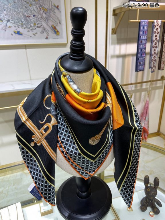 Silk new   bought said good-looking   recommended   [Mr. Carriage 90] silk square scarf, the top process value   Hermes counter models     three-dimensional rendering of the pattern pattern texture in kind of high grade 