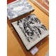 RDO2323 Original D's Petites Fleurs 140cm velvet square scarf features a rustic, poetic Dior Birds print inspired by the Japanese art movement, showcasing birds surrounded by floral embellishments. Made of multicolored s