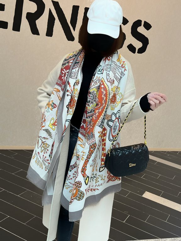 The scarf that will glow and shine Hermes Counter synchronization Buy all said good-looking cashmere printing   Recommended   top craft super value   Hermes counter pop models    cashmere square scarf   three-dimensional