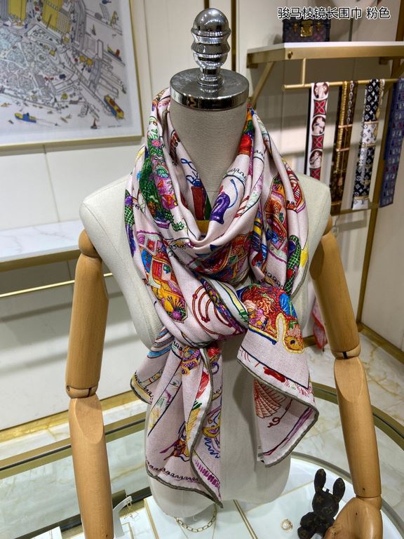 New         H family's newest counter staple [Stallion Prism Long Scarf] rolled edge long scarf   Vacation and daily are very good with the model   order private flow 】 a see would like to go on vacation   Usually wear i