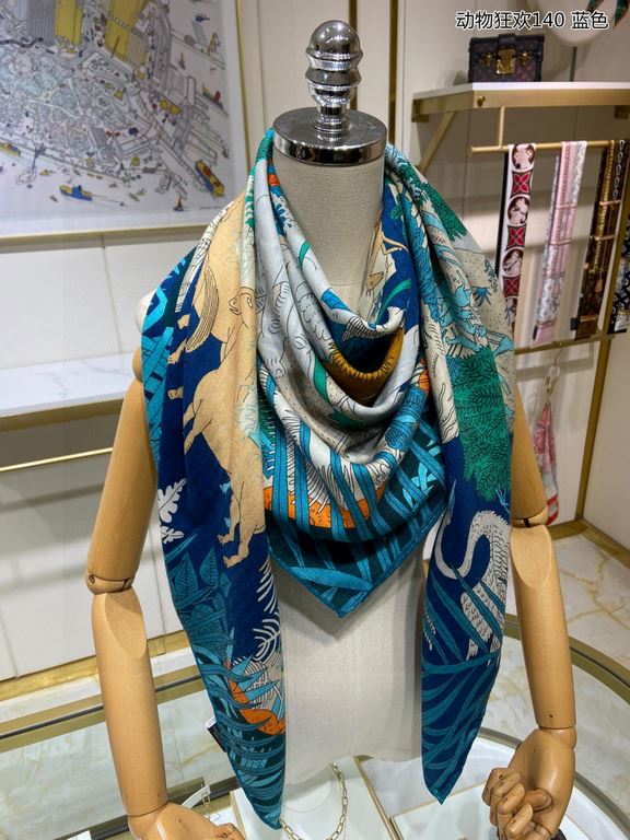 priceBought are said to look good   recommended   [Animal Mania 140] cashmere square scarf, top craftsmanship value   Hermes counter burst models     three-dimensional presentation pattern grain physical grade is extreme