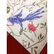 RDO2322 Original D's Petites Fleurs 140cm velvet square scarf features a rustic, poetic Dior Birds print inspired by the Japanese Art Movement, showcasing birds surrounded by floral embellishments. Made of multicolored s