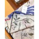 RDO2322 Original D's Petites Fleurs 140cm velvet square scarf features a rustic, poetic Dior Birds print inspired by the Japanese Art Movement, showcasing birds surrounded by floral embellishments. Made of multicolored s