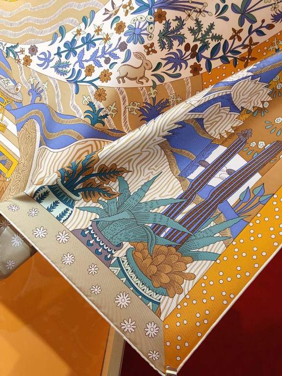 SHMS2240   Hermes [New Voices of the Times] 90cm Silk Square Scarf   Perfectly saturated colors, the industry's top prints are fine and unparalleled   Made of twill silk   hand-rolled edges cutting-edge craftsmanship, it