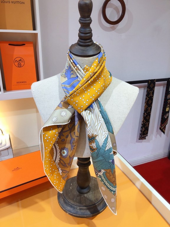 SHMS2240   Hermes [New Voices of the Times] 90cm Silk Square Scarf   Perfectly saturated colors, the industry's top prints are fine and unparalleled   Made of twill silk   hand-rolled edges cutting-edge craftsmanship, it