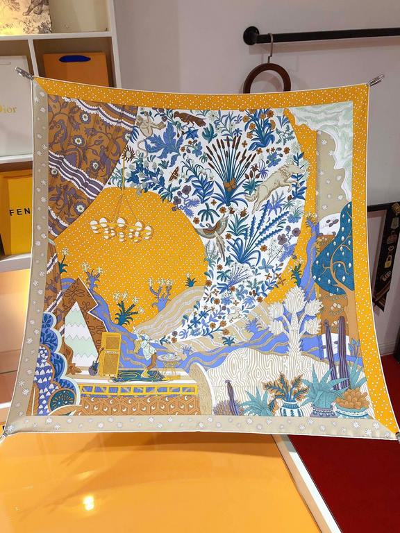 SHMS2240   Hermes [New Voices of the Times] 90cm Silk Square Scarf   Perfectly saturated colors, the industry's top prints are fine and unparalleled   Made of twill silk   hand-rolled edges cutting-edge craftsmanship, it