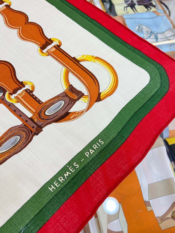 [Both sides of the same color] Extreme Hermes Hall of Fame Royal Recommended   best quality, beautiful fried Oh ~ [training collection square scarf] a total of three colors. High-end velvet square scarf   simple and fait