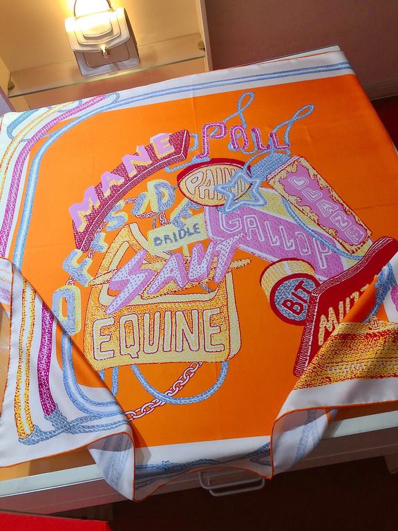 SHMS2340 Original Hermes [Stallion Prism Detail] 90cm Silk Square Scarf, through this piece we can learn how to see the world through the prism of a stallion and envision a completely different and fun lifestyle, free to